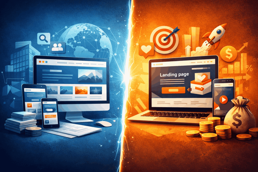 Site Institucional x Landing Page Onde investir sua verba de mídia