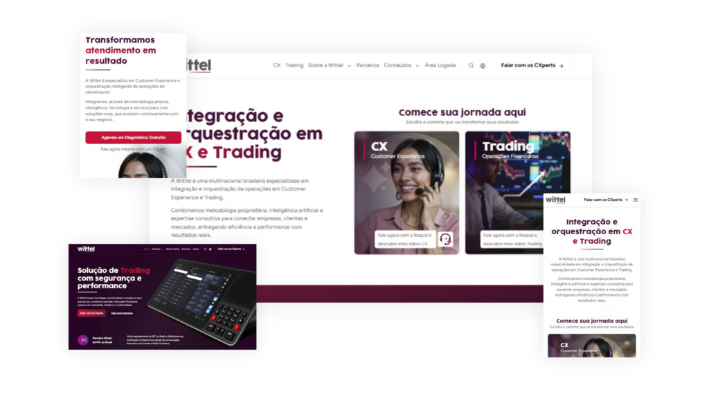 Desenvolvimento de site institucional para empresa de tecnologia em CX e Trading